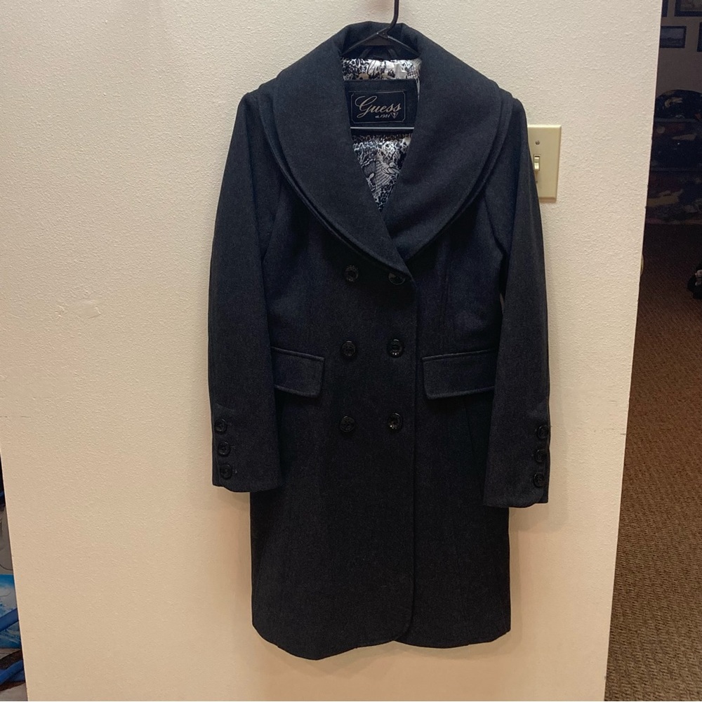 Guess Knee Length Double Breasted Peacoat
